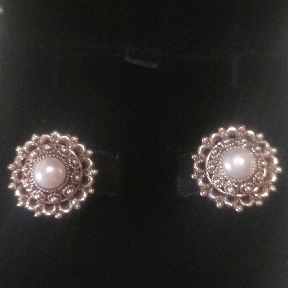 New Real Pearl And Silver Earrings